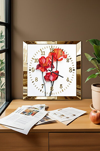 Zevahir Mobilya Dekorasyon Ceas de perete decorativ din MDF cu tematică cu fl...