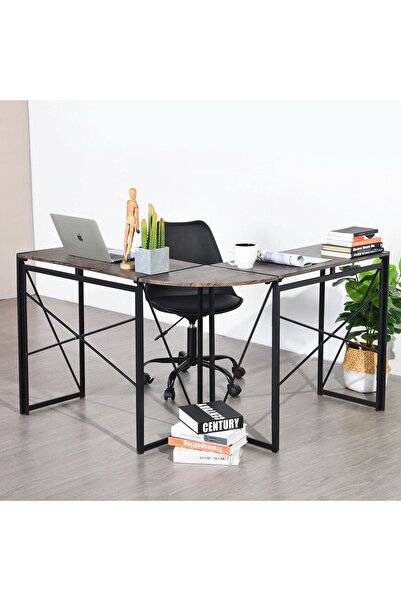 UnicSpot Birou colt, negru si wenge, 38x119.5x75 cm