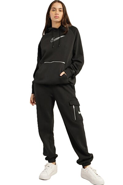 Nike Sportswear Oversized Dance Womens Hoodie Kadın Oversize Kapüşonlu Sweatshirt Siyah