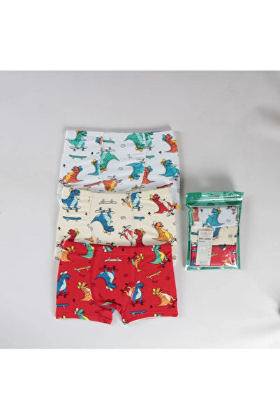 elmas kids Elmas Mixed Pattern 3-Piece Boys' Boxer Set B-83 Red