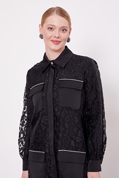 Levidor Τριπλό σετ με εμφάνιση μαύρου λεοπάρ τούλι