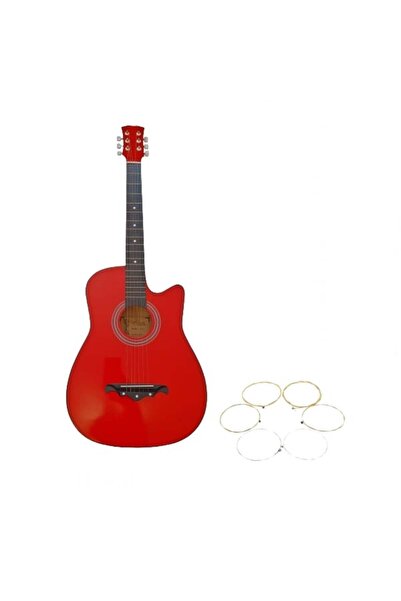 Depox ® wooden classical guitar, set of strings included, 95 cm, red