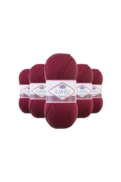 LaVita Yarn Gonca El Örgü İpi %100 Akrilik 500gr 5 ADET (3209 KOYU BORDO)
