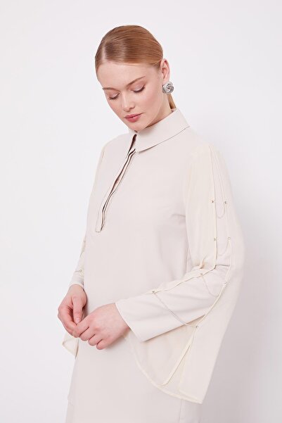 Levidor Bej Kolları Zincir Pencere Detaylı İkili Takım