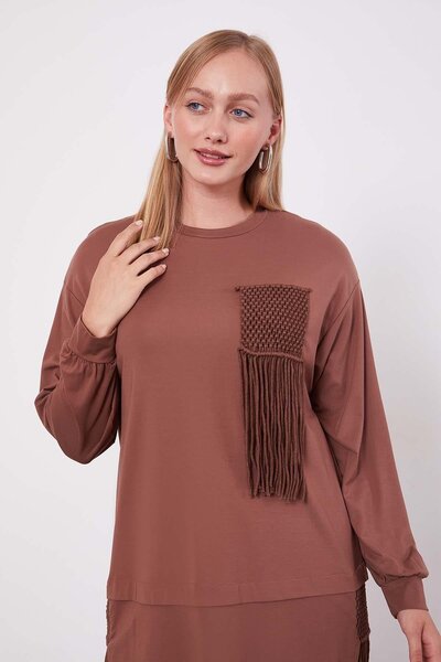 Levidor Kahve Hasır Püskül Detaylı İkili Takım