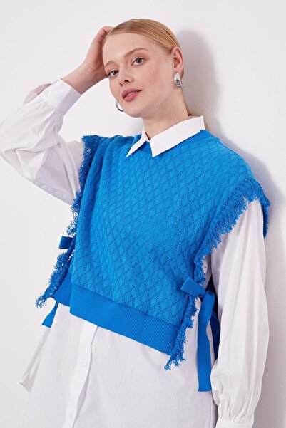 Levidor μπλε κοβαλτίου Πλεκτά σετ κοστούμι με γιλέκο Πουκάμισο Σετ δύο τεμαχίων