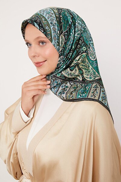 Levidor Water Green Mixed Indian Pattern Twill Silk Scarf