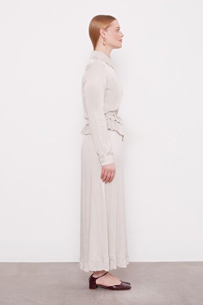 Levidor Stone Ruffle Detailed Cupra Skirt Set