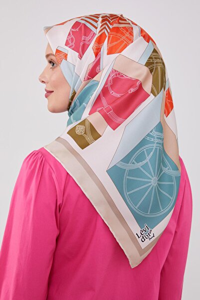 Levidor Κρεμ κασκόλ με σχέδιο κύβου