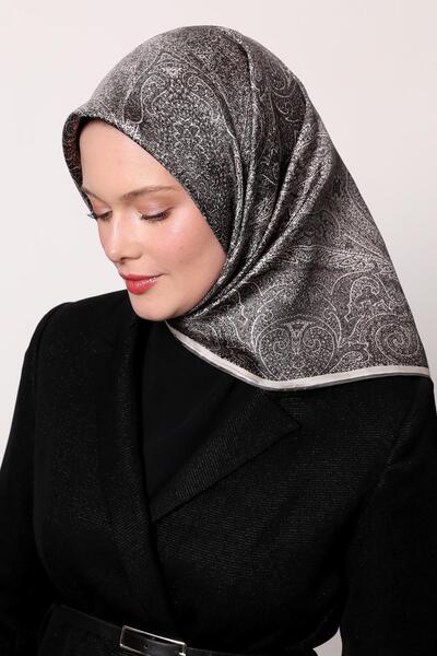 Levidor K.Gray Abstract Ethnic Pattern Twill Silk Scarf