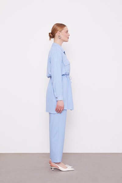 Levidor Baby Blue Drawstring Waist Pants Sports Set