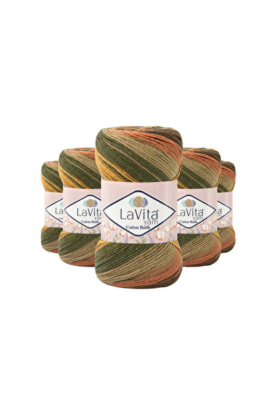 LaVita Yarn Cotton Batik El Örgü İpi %60 Pamuk %40 Akrilik 500gr 5 ADET (CB07 SKULENT)