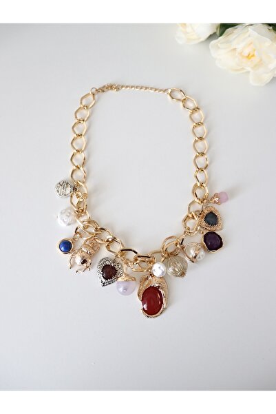 YILDIZDOĞDU Charmlı Kolye Renkli Büyük Charmlı Kolye