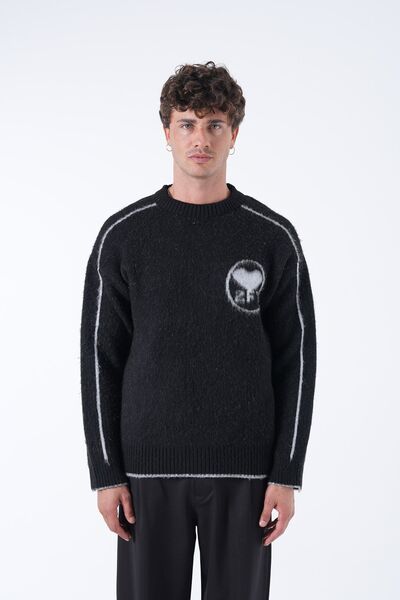 TÜZeMEN Wool Back Stripe Printed Knitwear