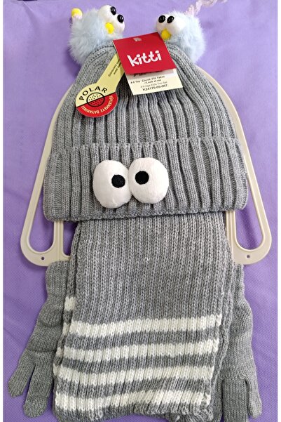 Kitti Scarf, Hat, and Gloves Set of 3, Ages 4-8, with Fleece Lining.