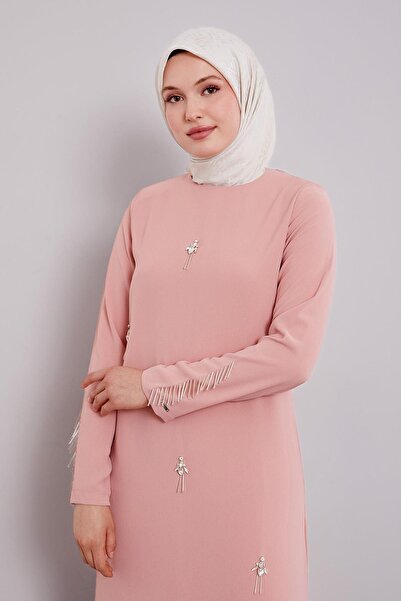 Levidor Pudra Taş İşleme Detaylı Elbise