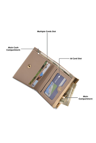 Lavie Luxe Women's Frame25 Small Bifold Wallet (Beige)