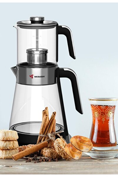 MEBASHI Tea Maker and Kettle, 1.7 L Kettle, 0.8 L Teapot, 4 Functional Settings, 1500W (Black)