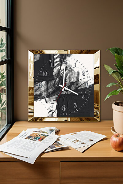 Zevahir Mobilya Dekorasyon Gold Framed Dance of Shadows Themed Decorative Mdf Wall Clock