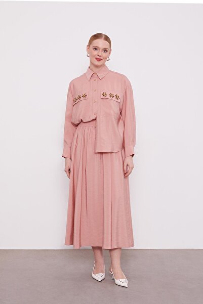 Levidor Σετ φούστας με ροζ χάντρες και λεπτομέρεια μαργαρίτας