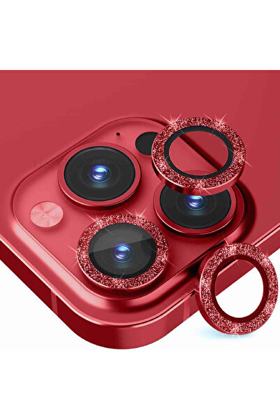 Optim Solution Camera Film for Apple iPhone 14, Tempered Glass Lens, Red Diam...