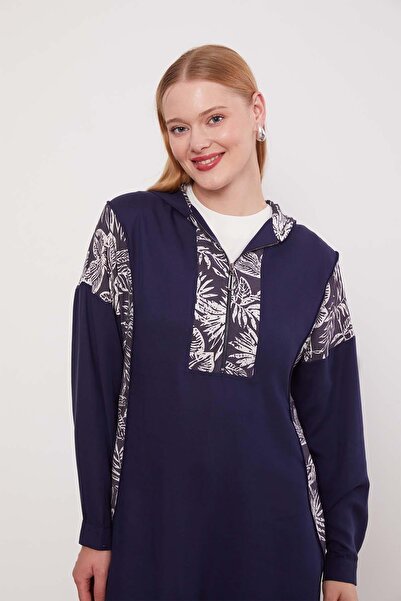 Levidor Lacivert Yaprak Desenli Cupra İkili Takım