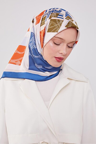 Levidor Mavi Küp Desen Twill Eşarp