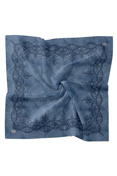 Levidor Μεταξωτό μαντήλι με μπλε ρίγες και στίγματα