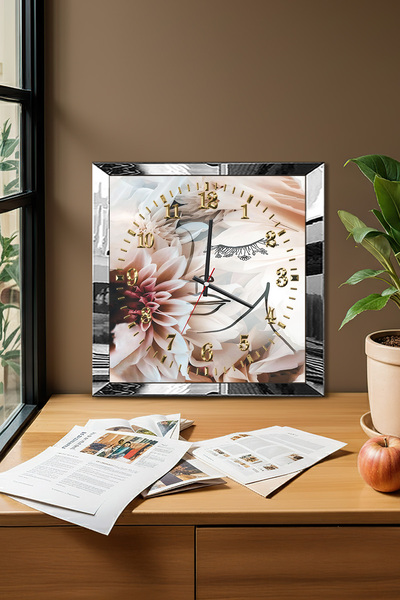 Zevahir Mobilya Dekorasyon Elegant Moments Themed Decorative Mdf Wall Clock with Silver Frame