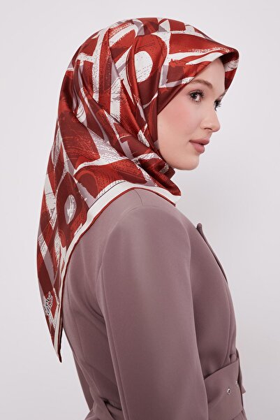 Levidor Red Letter Printed Twill Silk Scarf