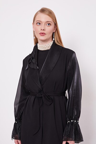 Levidor Black Triple Tassel Cuff Detailed Jacket Set