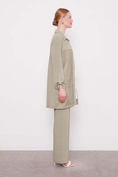 Levidor Haki File Detay Üçlü Ceket Takım