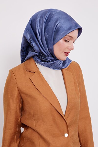 Levidor Μεταξωτό μαντήλι με μπλε ρίγες και στίγματα