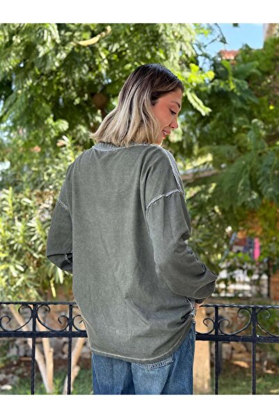 Punta Otantik Nc50793 Italian Beauty Written Cotton Sweatshirt Khaki