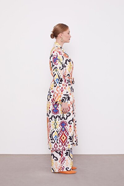 Levidor Orange Ethnic Pattern Casual Pants Suit