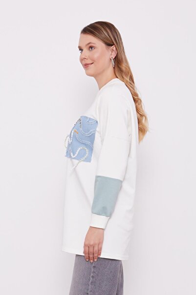 Levidor Φούτερ με λεπτομέρειες από τζιν εκρού