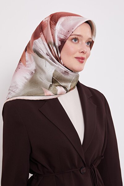 Levidor Powder Reflection Leaf Pattern Twill Silk Scarf