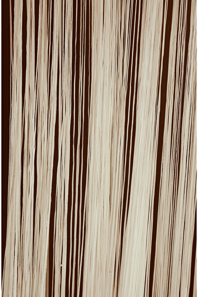 AKÇA TEKSTİL Cord Chain Cream Color Ready-Made Buttons Sewn Cord Curtain Width 180 cm Length 280 cm
