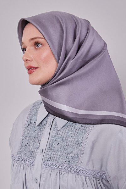 Levidor K.Grey Twill Silk Scarf with Border Edge