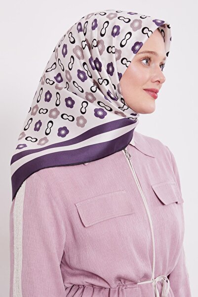 Levidor وشاح حريري من نسيج التويل بنمط ديزي أرجواني