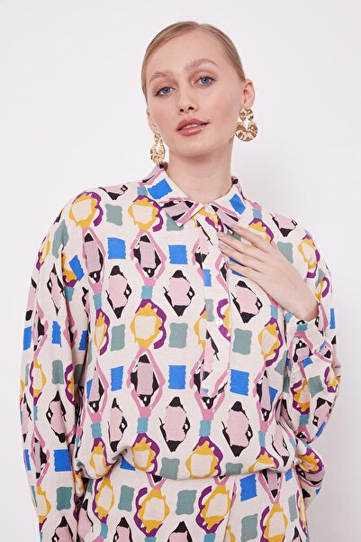 Levidor Powder Geometric Patterned Tunic Set