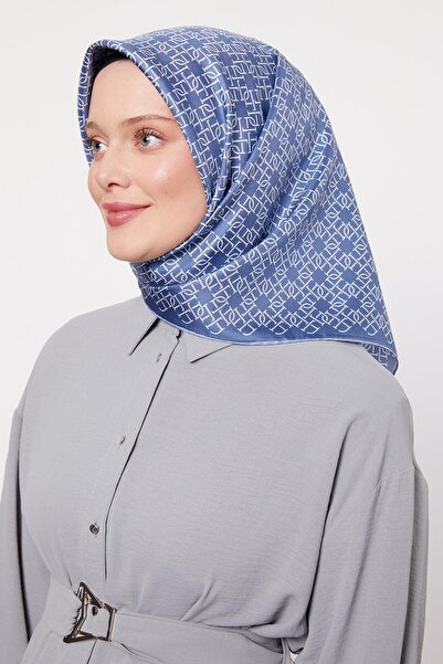 Levidor وشاح حريري بنمط ملتف مخطط باللون النيلي