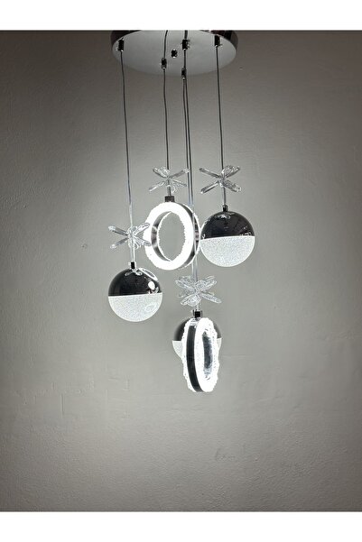 Lamira aydınlatma 5’Lİ SARKIT LED VE KRİSTAL KROM AVİZE MODELİMİZ