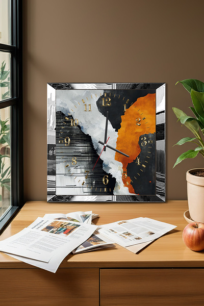 Zevahir Mobilya Dekorasyon Silver Framed Cracked Time Themed Decorative Mdf Wall Clock