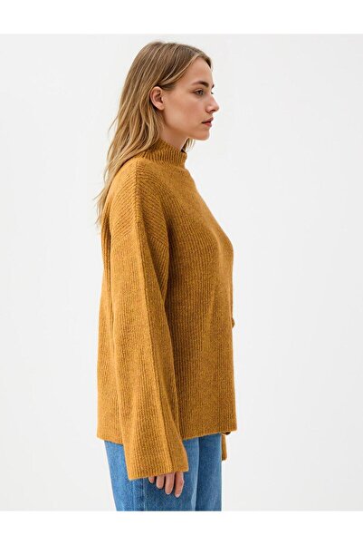Jimmy Key Pulover de tricotat cu gât înalt, de culoare mustar