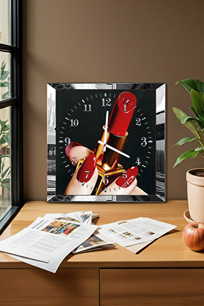 Zevahir Mobilya Dekorasyon Ceas de perete decorativ din MDF cu ruj roșu, cu c...