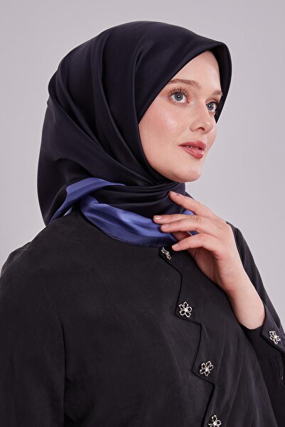 Levidor K.Navy Blue Twill Silk Scarf with Border