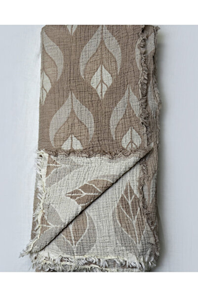 Perky Moth Desenli Jakarlı 4 Katlı Organik Müslin Yatak Örtüsü Battaniye Pike 260x280 cm %100 Pamuk Dört Mevsim