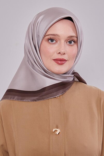 Levidor Cappuccino Twill Silk Scarf with Border Edge