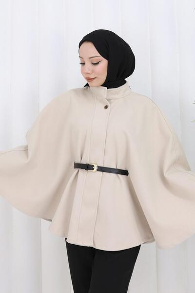 hafsamina Πανσό με ζώνη κασετίνας μπεζ HM2842